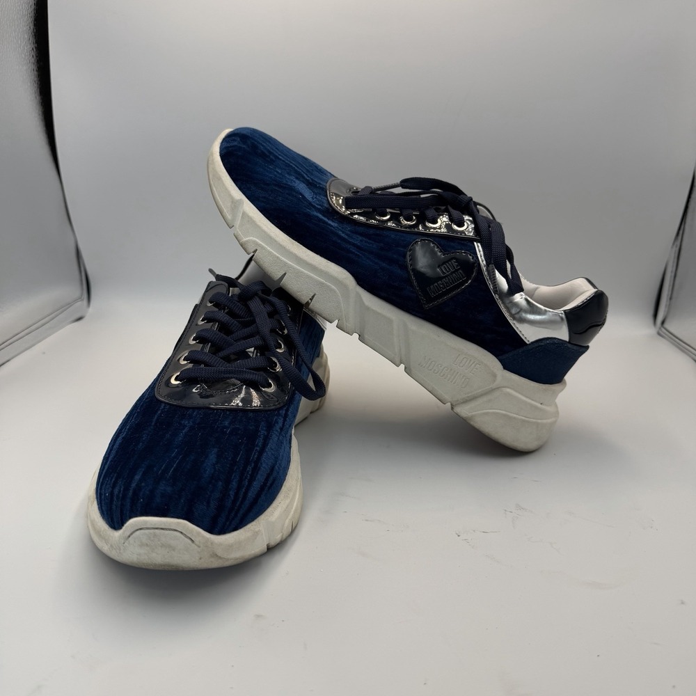 LOVE MOSCHINO Women's Blue Platform Fashion Sneakers Size 41